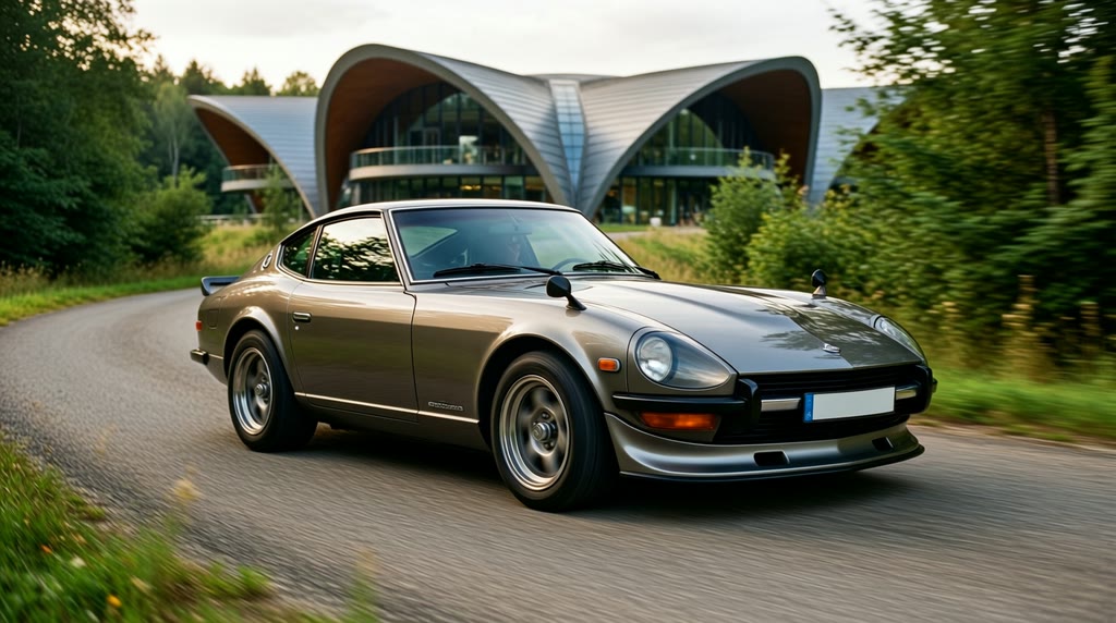 Подбор Nissan Fairlady Z из Японии Автомобиль Nissan Fairlady Z показан во время обычной поездки
