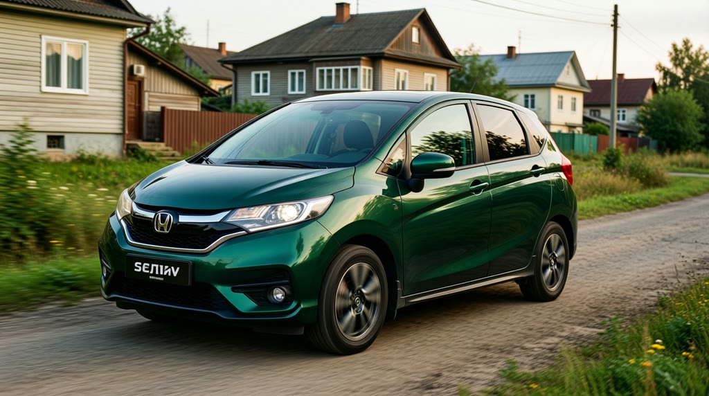Автомобиль Honda N-WGN едет по дороге при дневном свете