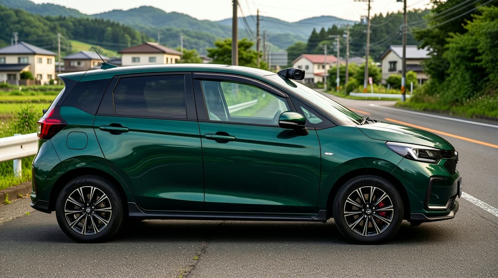 Автомобиль Honda N-WGN показан целиком под углом