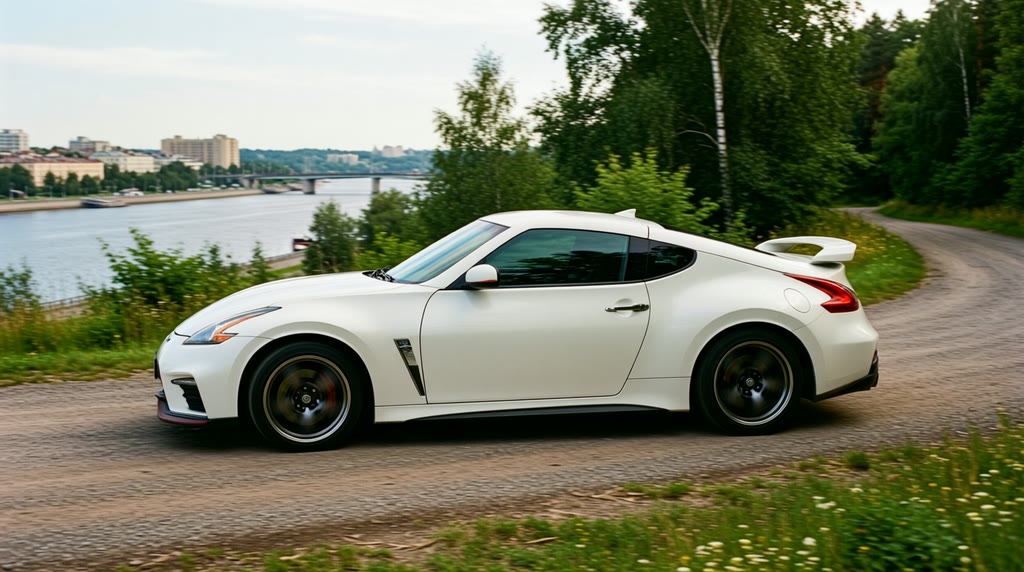 Автомобиль Nissan Skyline показан во время обычной поездки