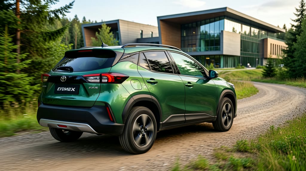 Автомобиль из Японии под заказ — Toyota Yaris Cross Автомобиль Toyota Yaris Cross проходит поворот на дороге