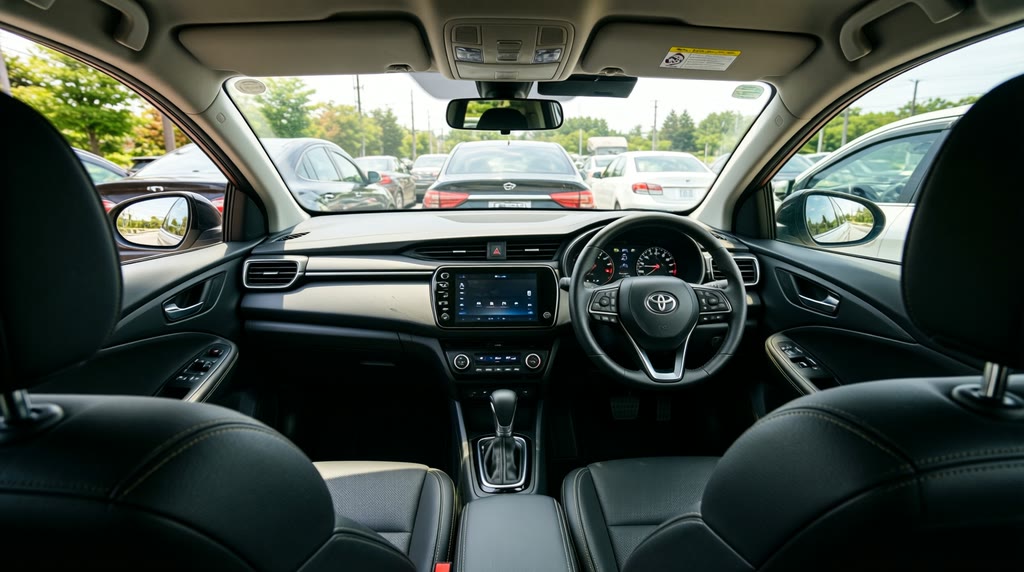 Передняя часть салона Toyota Yaris Cross, снятая с места водителя