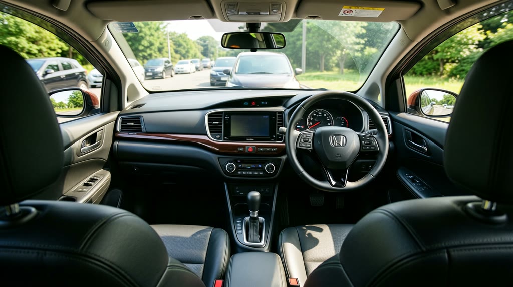 Интерьер Honda N-ONE с приборной панелью и передним пассажирским местом
