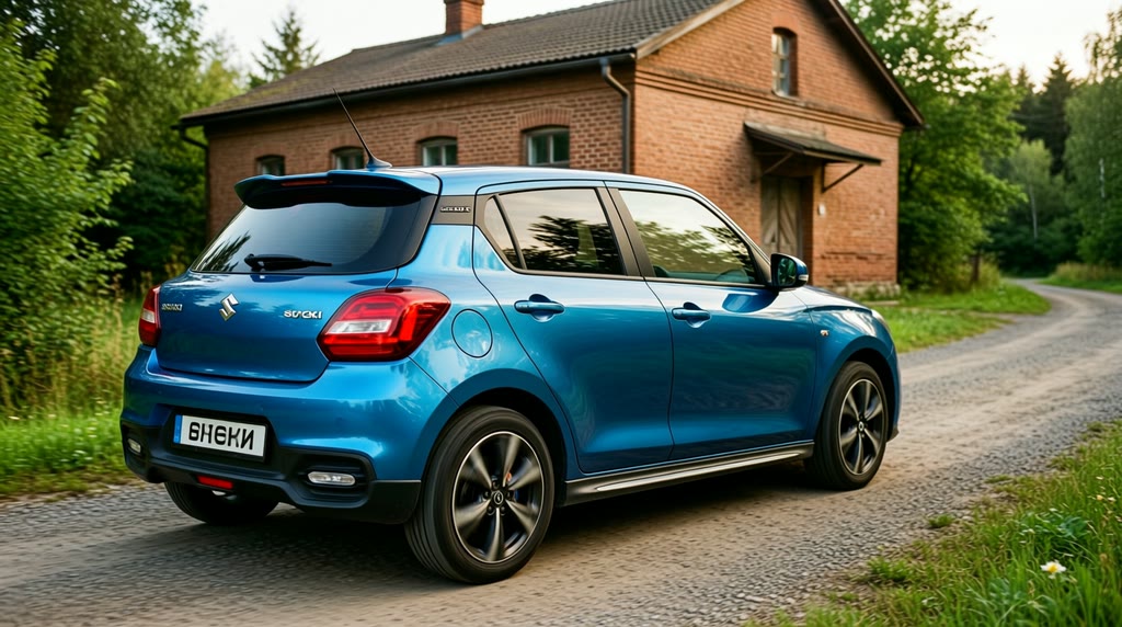 Suzuki Swift на заказ из Японии Автомобиль Suzuki Swift движется по дороге при дневном свете