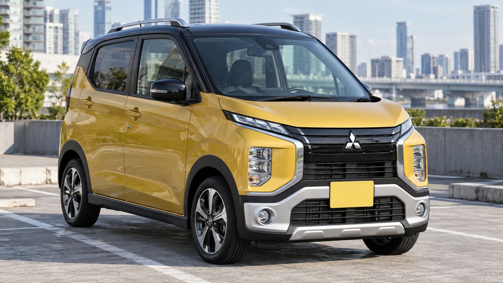 Mitsubishi eK X — автомобиль из Японии Жёлтый автомобиль Mitsubishi eK X из Японии
